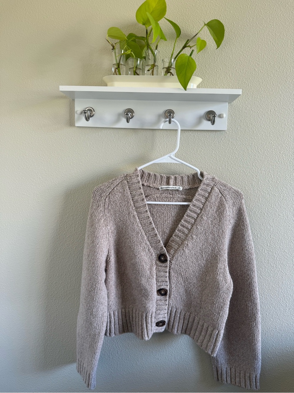 Abercrombie & Fitch Taupe V-Neck Button Front Cardigan